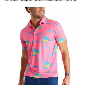 CHUBBIES Pink Pineapple Floaters Loud Fun Pool Party Polo Shirt XL